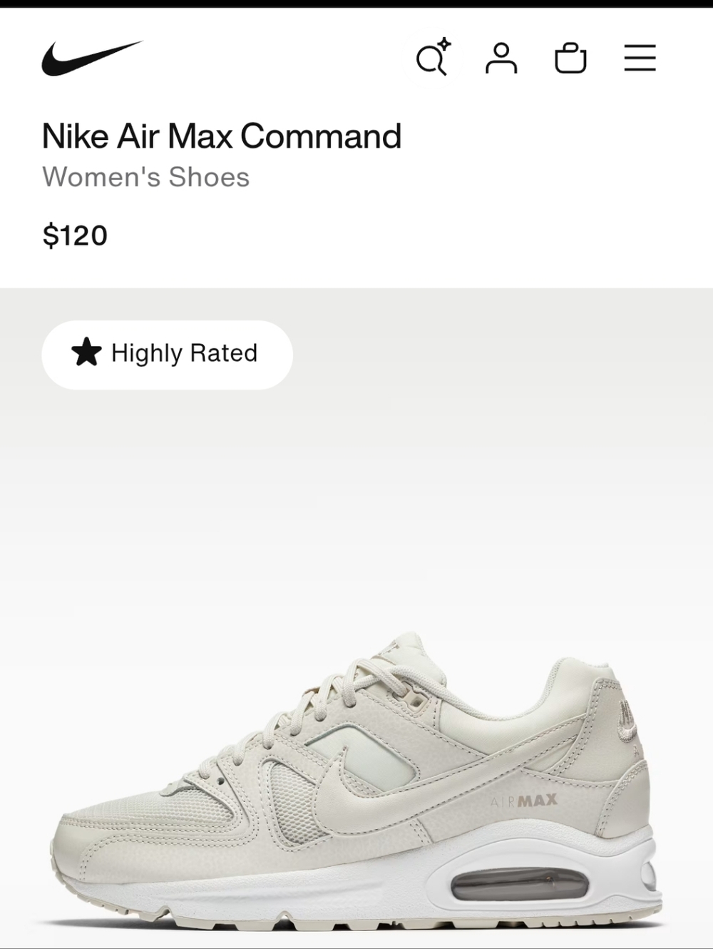 Nike Air Max Command Cream/Off-White Women's Sneakers NEW